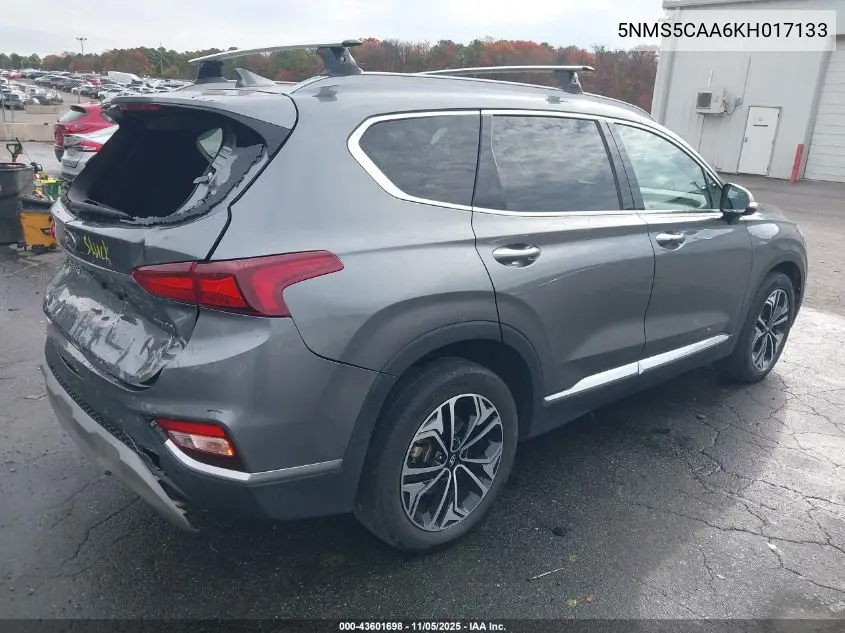 5NMS5CAA6KH017133 2019 Hyundai Santa Fe Ultimate 2.0T