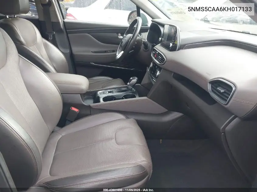 5NMS5CAA6KH017133 2019 Hyundai Santa Fe Ultimate 2.0T