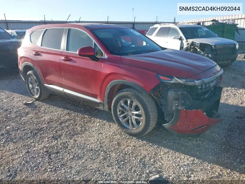 5NMS2CAD4KH092044 2019 Hyundai Santa Fe Se