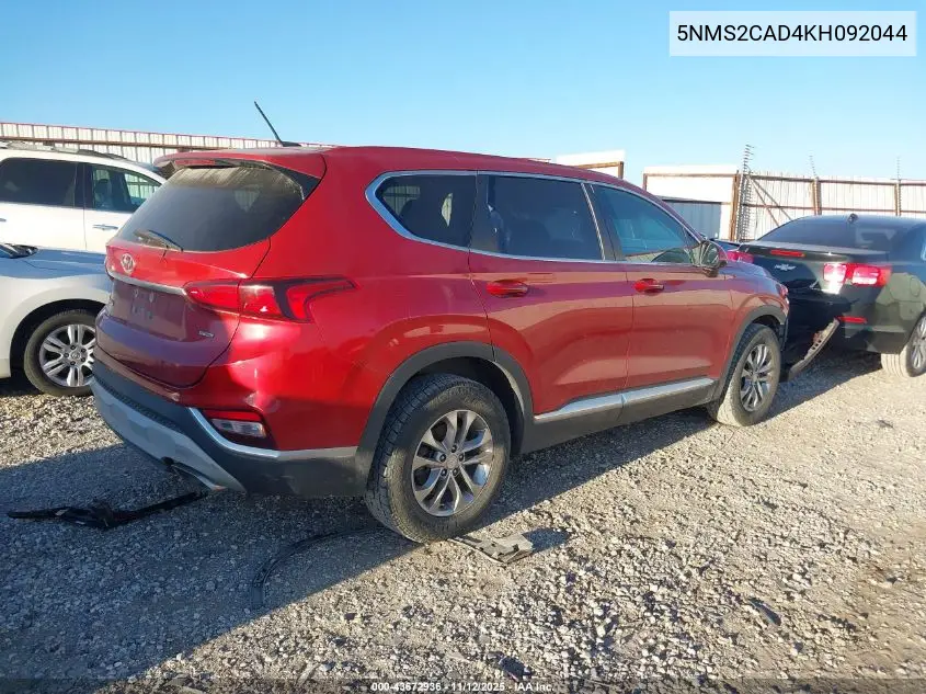5NMS2CAD4KH092044 2019 Hyundai Santa Fe Se