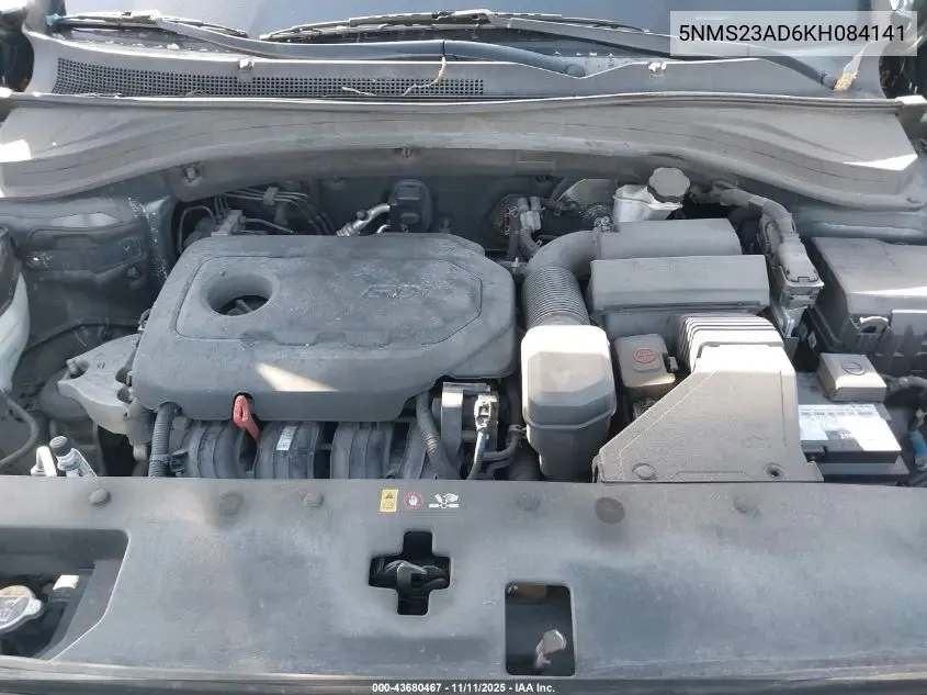 5NMS23AD6KH084141 2019 Hyundai Santa Fe Se