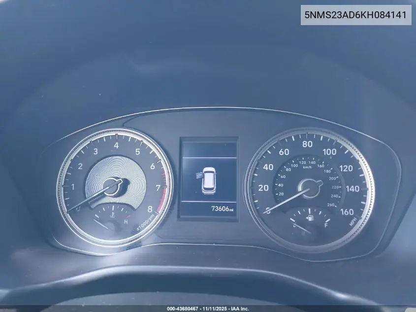 5NMS23AD6KH084141 2019 Hyundai Santa Fe Se