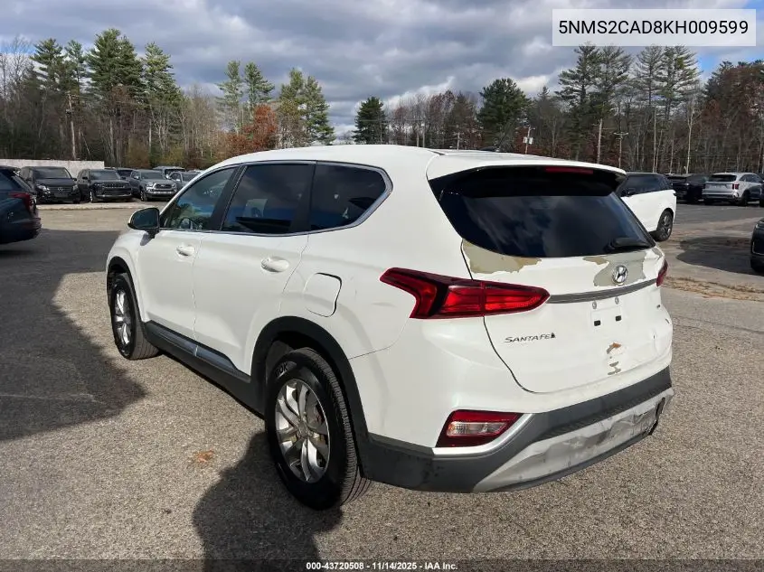 5NMS2CAD8KH009599 2019 Hyundai Santa Fe Se