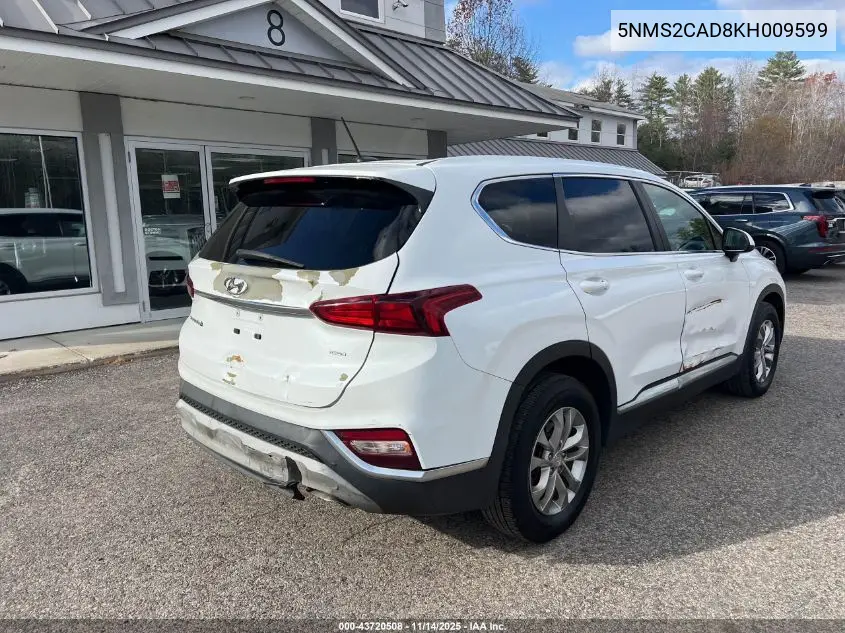 5NMS2CAD8KH009599 2019 Hyundai Santa Fe Se