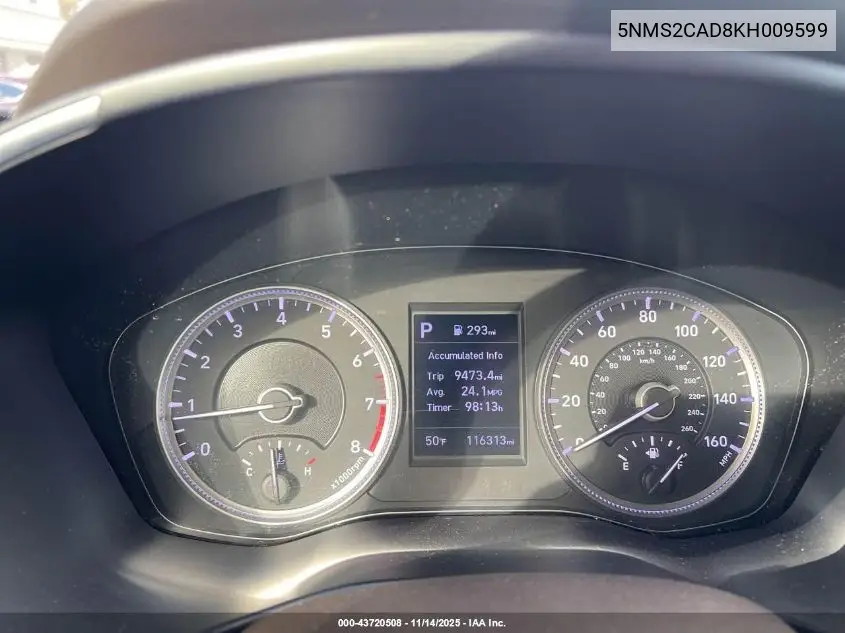 5NMS2CAD8KH009599 2019 Hyundai Santa Fe Se