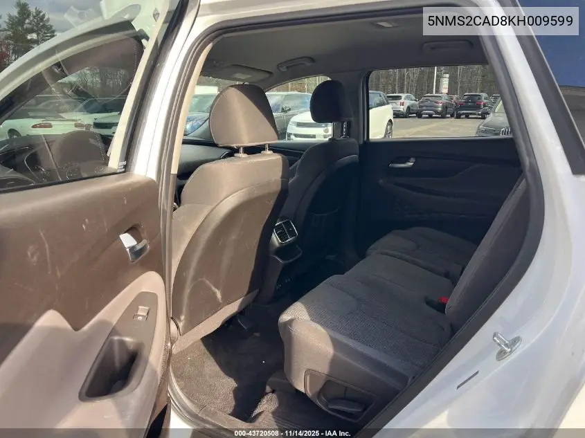 5NMS2CAD8KH009599 2019 Hyundai Santa Fe Se