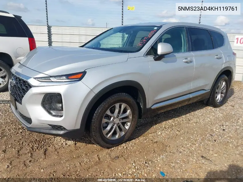 5NMS23AD4KH119761 2019 Hyundai Santa Fe Se