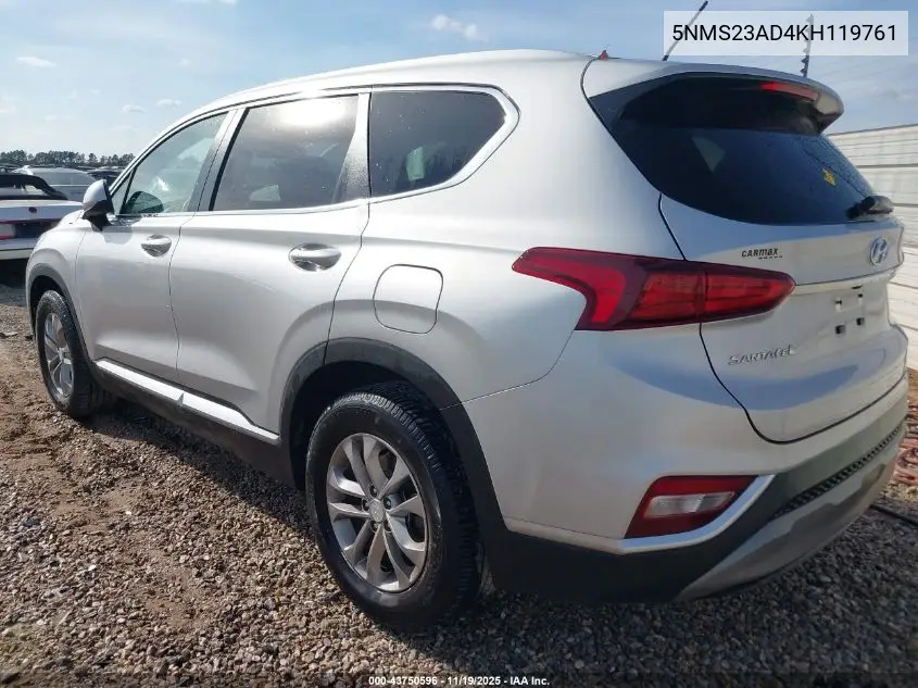 5NMS23AD4KH119761 2019 Hyundai Santa Fe Se