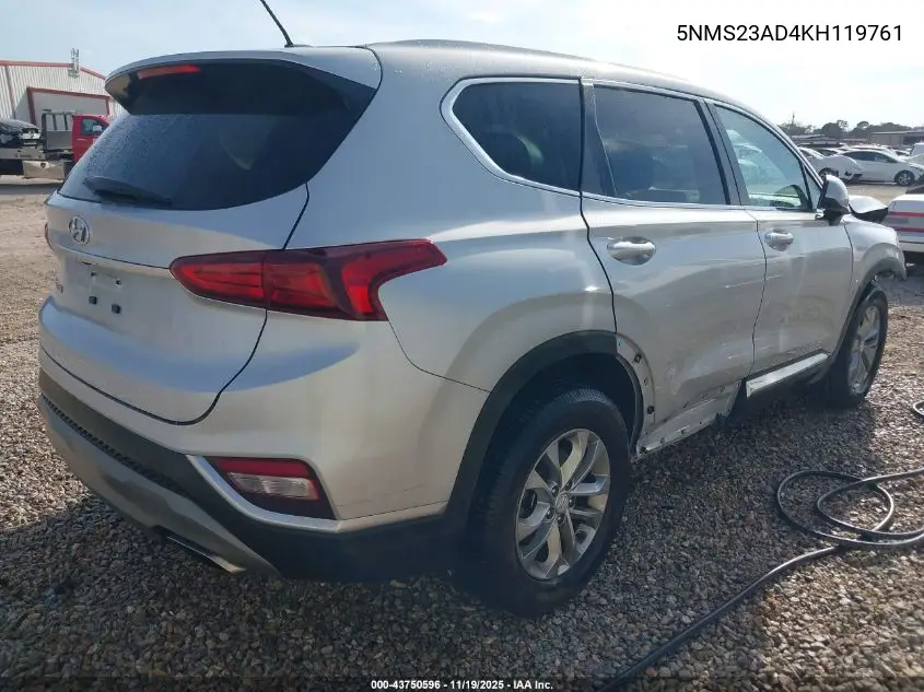 5NMS23AD4KH119761 2019 Hyundai Santa Fe Se