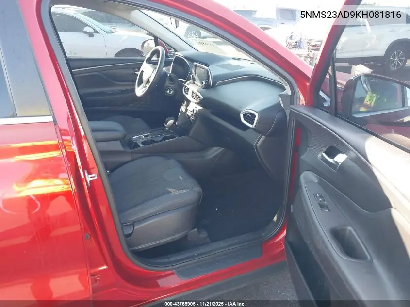 5NMS23AD9KH081816 2019 Hyundai Santa Fe Se