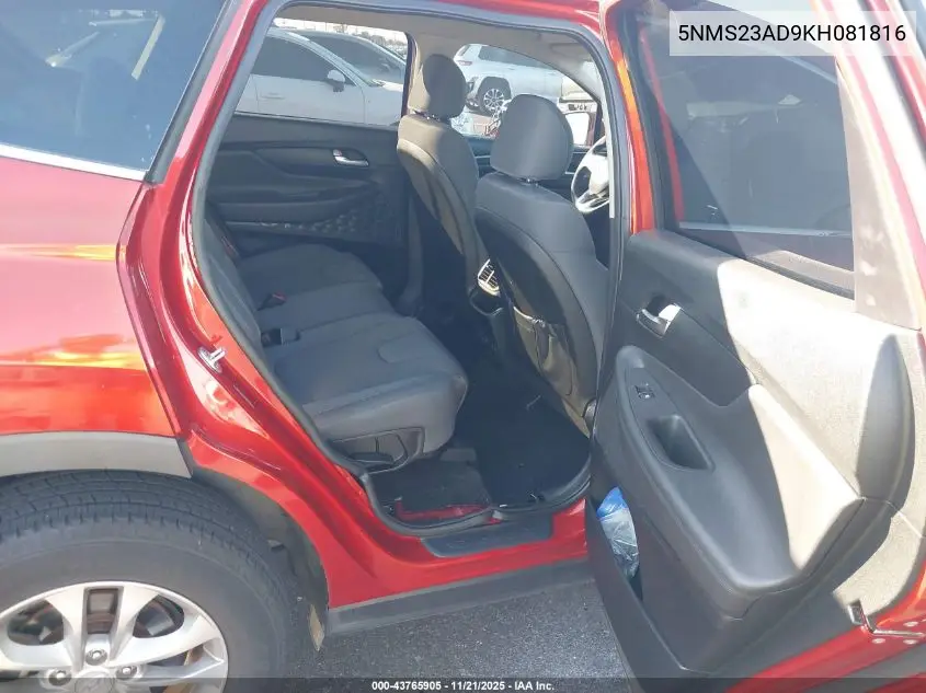 5NMS23AD9KH081816 2019 Hyundai Santa Fe Se
