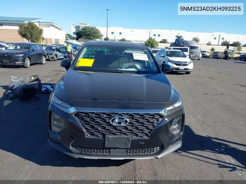 5NMS23AD2KH093225 2019 Hyundai Santa Fe Se