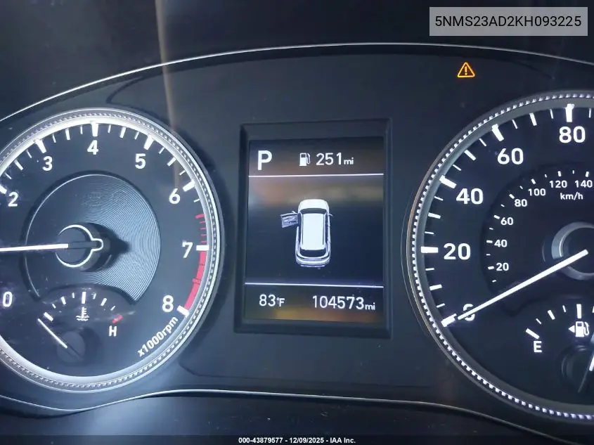 5NMS23AD2KH093225 2019 Hyundai Santa Fe Se