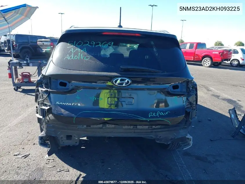 5NMS23AD2KH093225 2019 Hyundai Santa Fe Se