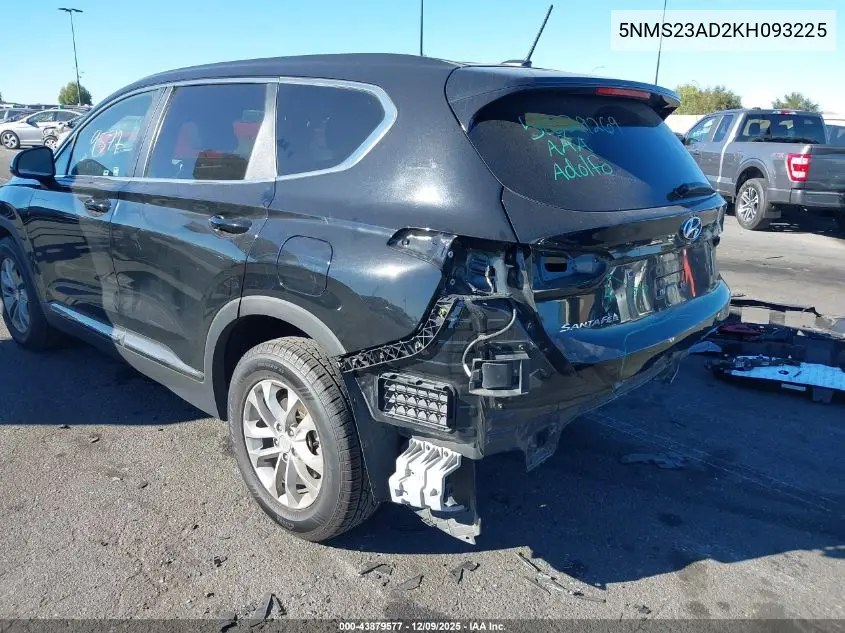 5NMS23AD2KH093225 2019 Hyundai Santa Fe Se