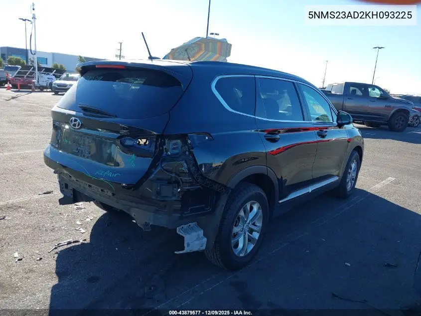 5NMS23AD2KH093225 2019 Hyundai Santa Fe Se