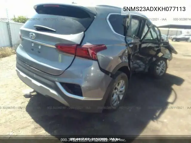 5NMS23ADXKH077113 2019 Hyundai Santa Fe Se