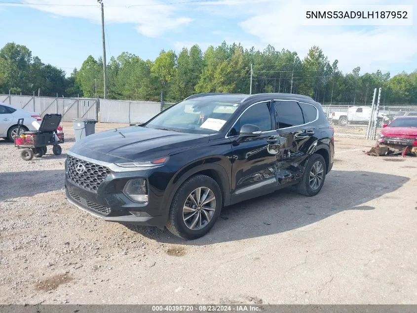 2020 Hyundai Santa Fe Limited VIN: 5NMS53AD9LH187952 Lot: 40395720