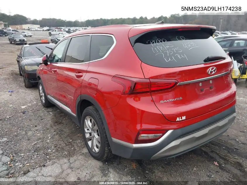 5NMS23AD9LH174238 2020 Hyundai Santa Fe Se