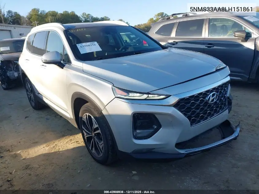 5NMS33AA8LH151861 2020 Hyundai Santa Fe Sel 2.0T