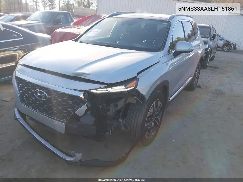 5NMS33AA8LH151861 2020 Hyundai Santa Fe Sel 2.0T