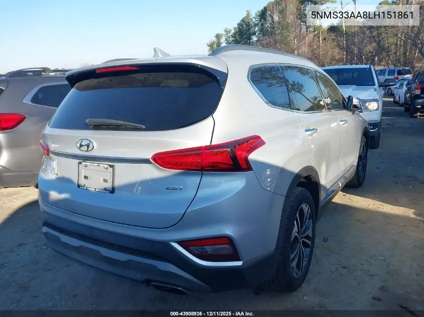 5NMS33AA8LH151861 2020 Hyundai Santa Fe Sel 2.0T