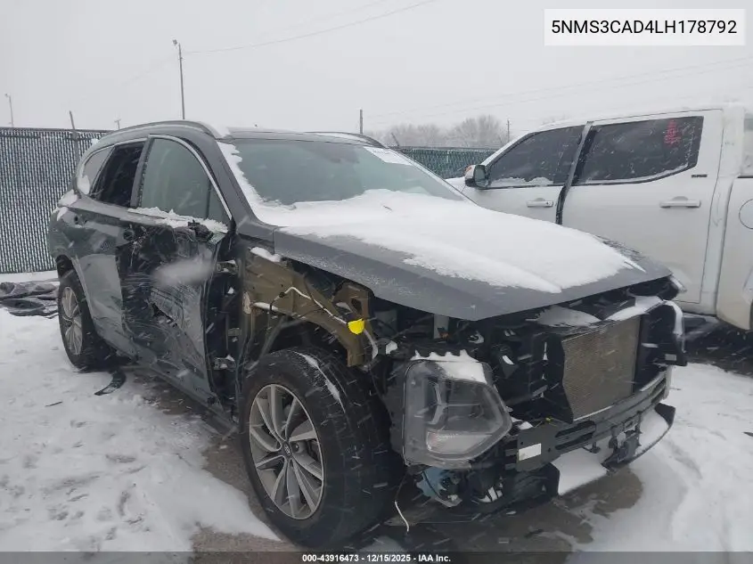 5NMS3CAD4LH178792 2020 Hyundai Santa Fe Sel
