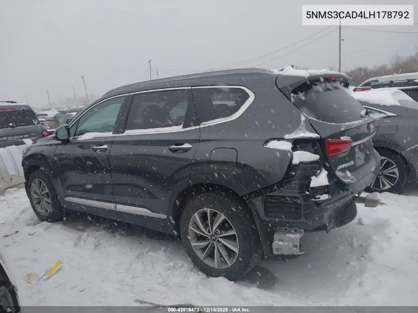 5NMS3CAD4LH178792 2020 Hyundai Santa Fe Sel