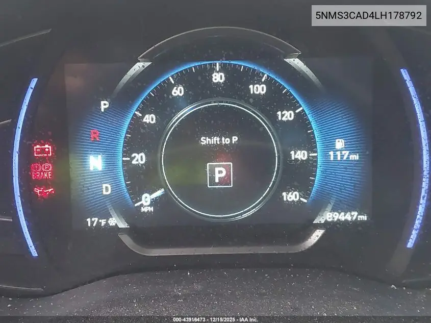 5NMS3CAD4LH178792 2020 Hyundai Santa Fe Sel