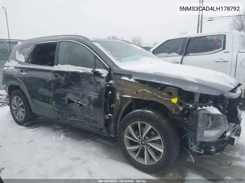 5NMS3CAD4LH178792 2020 Hyundai Santa Fe Sel