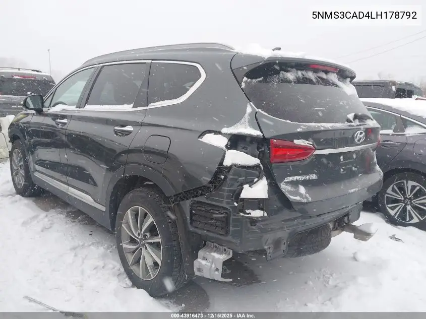 5NMS3CAD4LH178792 2020 Hyundai Santa Fe Sel