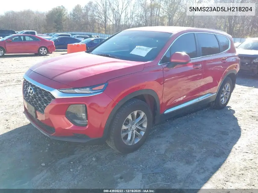 5NMS23AD5LH218204 2020 Hyundai Santa Fe Se