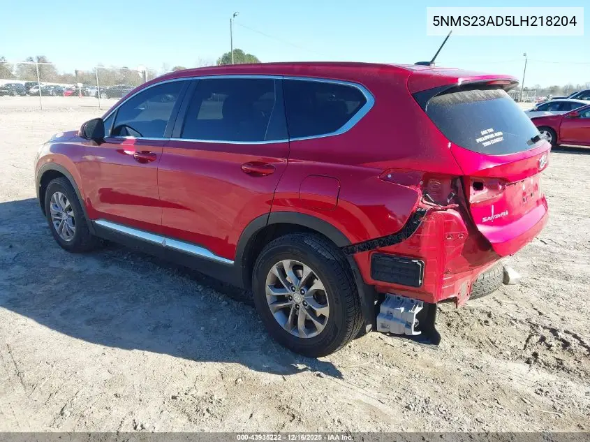 5NMS23AD5LH218204 2020 Hyundai Santa Fe Se