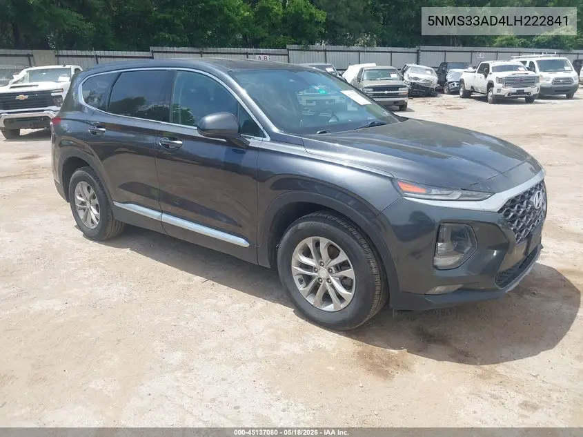 2020 Hyundai Santa Fe Sel VIN: 5NMS33AD4LH222841 Lot: 45137080