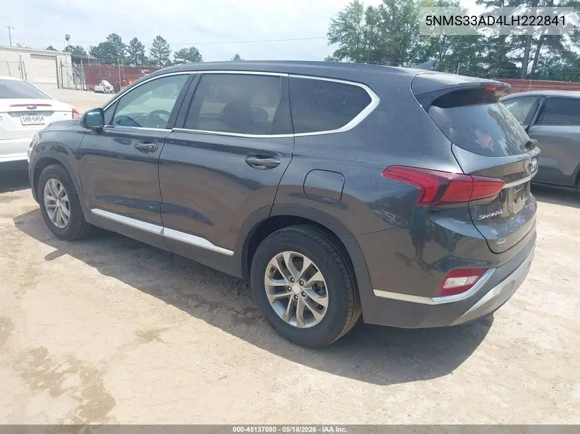 2020 Hyundai Santa Fe Sel VIN: 5NMS33AD4LH222841 Lot: 45137080