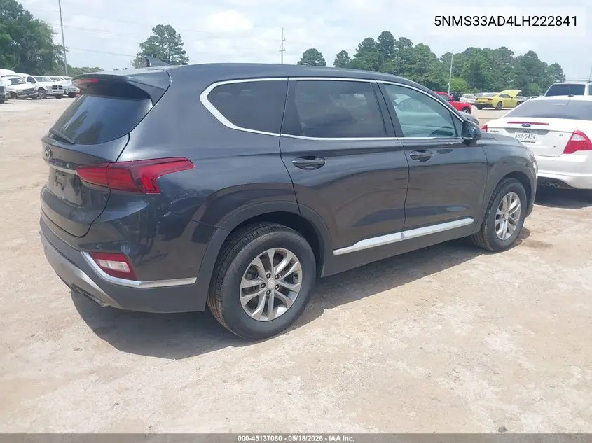 2020 Hyundai Santa Fe Sel VIN: 5NMS33AD4LH222841 Lot: 45137080
