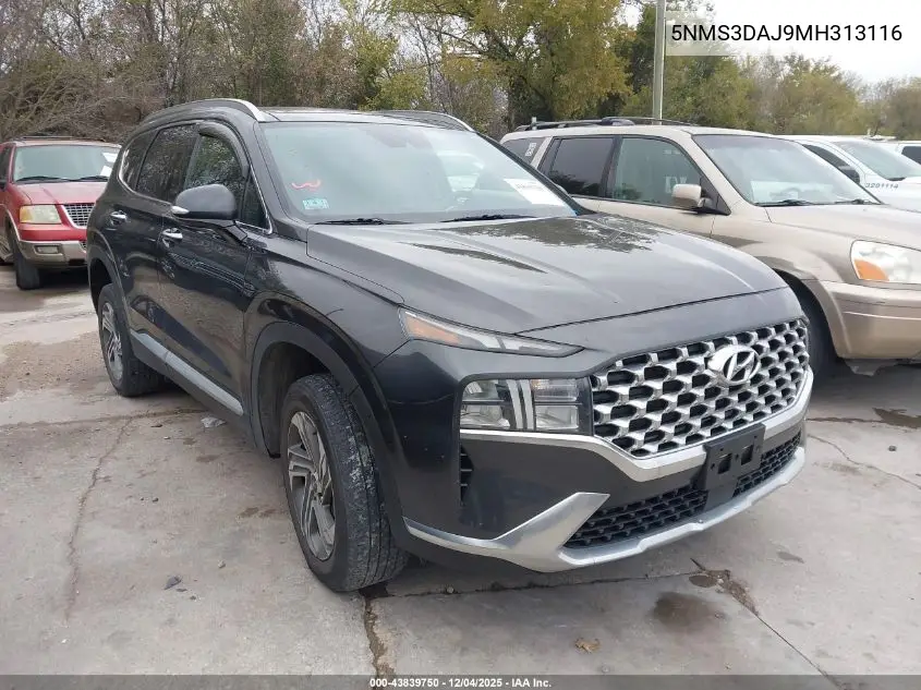 5NMS3DAJ9MH313116 2021 Hyundai Santa Fe Sel
