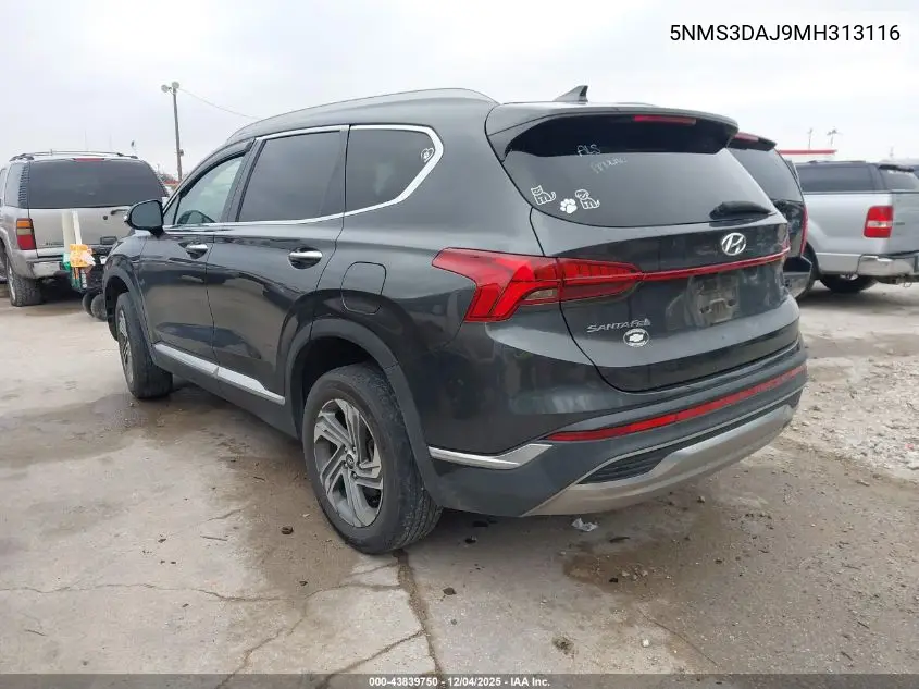 5NMS3DAJ9MH313116 2021 Hyundai Santa Fe Sel