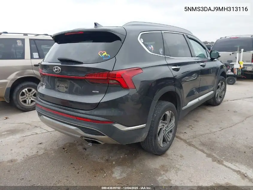 5NMS3DAJ9MH313116 2021 Hyundai Santa Fe Sel