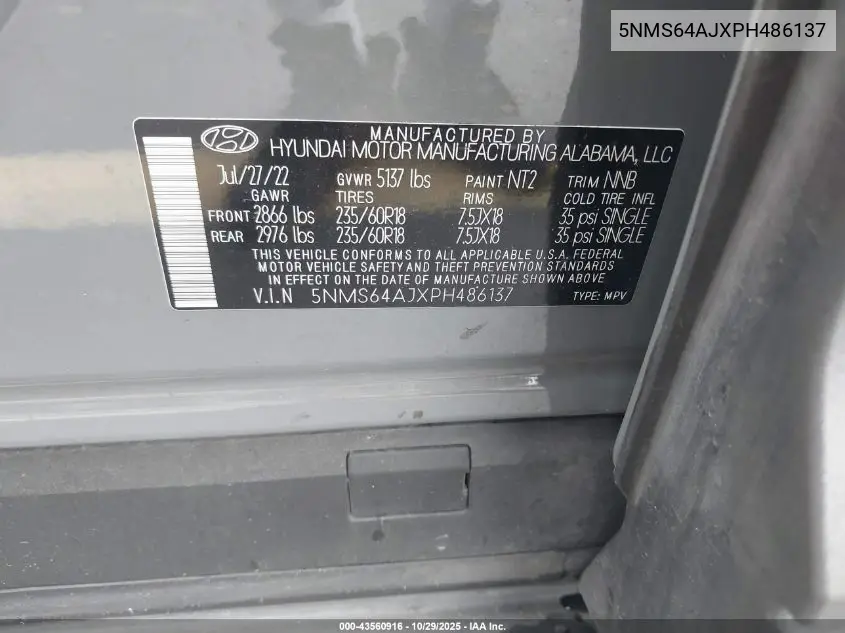 5NMS64AJXPH486137 2023 Hyundai Santa Fe Xrt