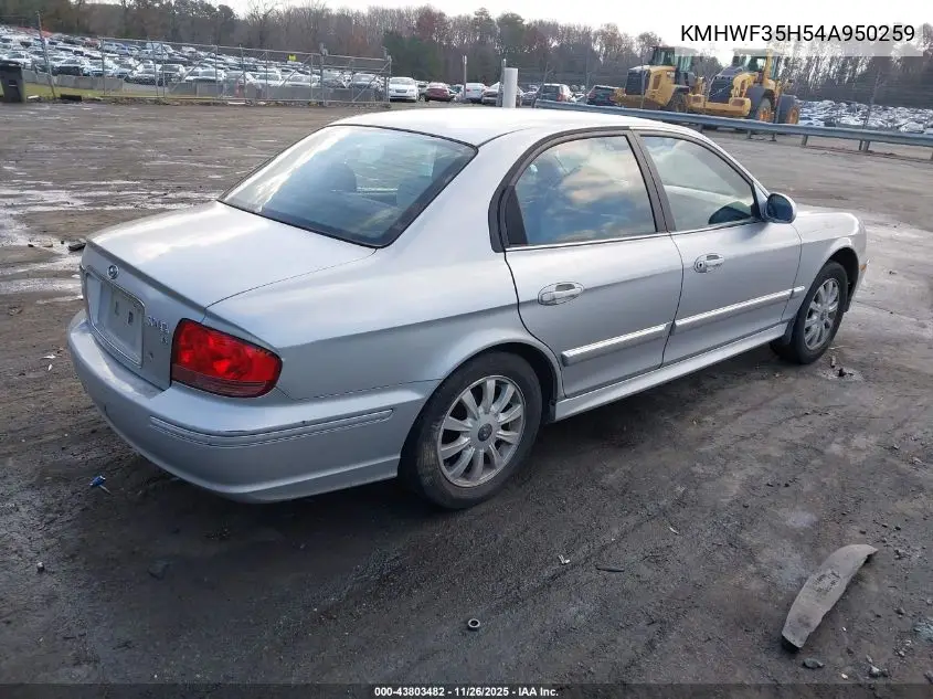 KMHWF35H54A950259 2004 Hyundai Sonata Gls/Lx
