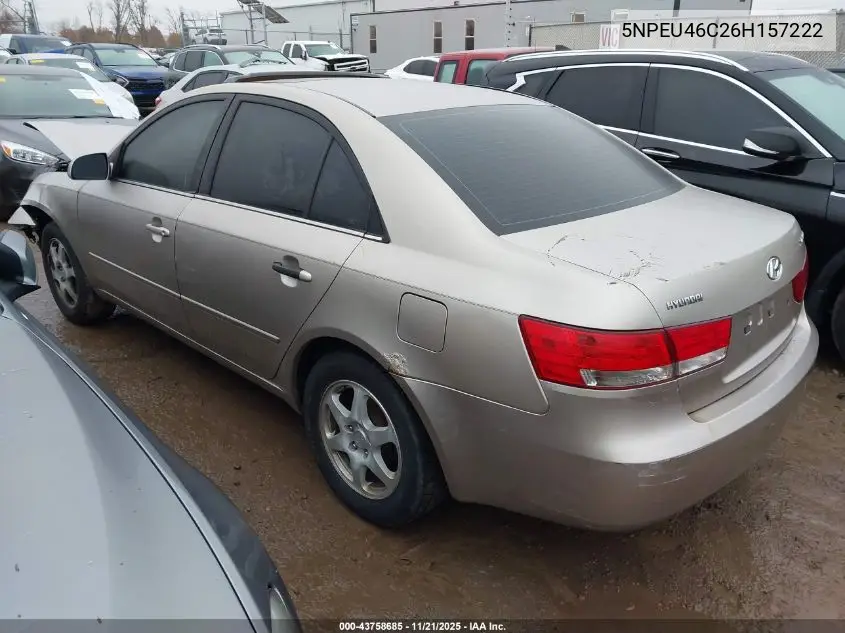 5NPEU46C26H157222 2006 Hyundai Sonata Gls