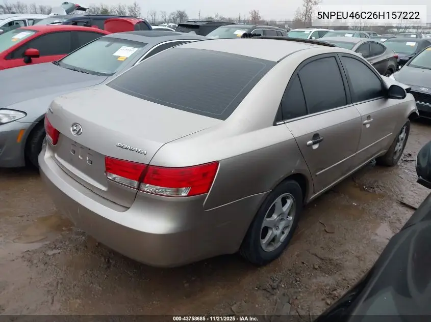 5NPEU46C26H157222 2006 Hyundai Sonata Gls