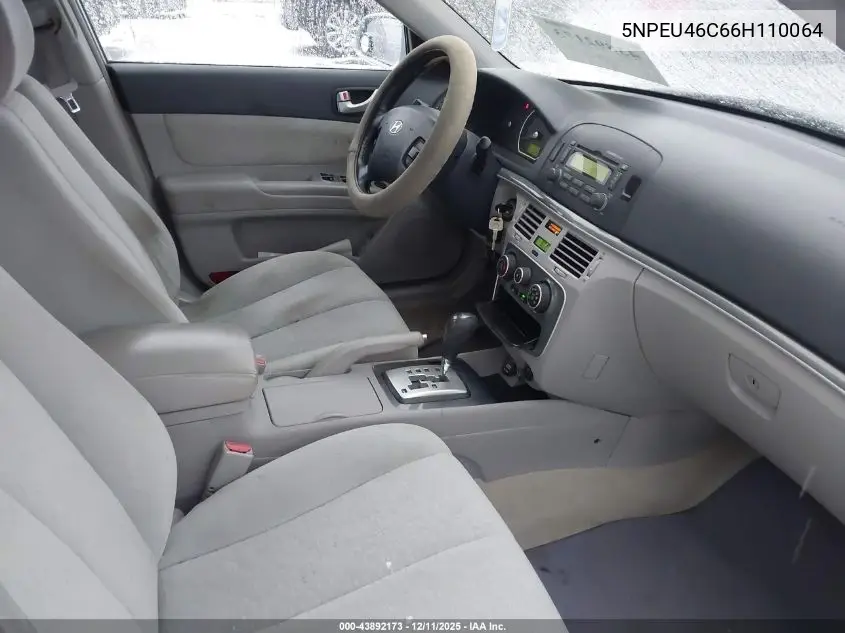 5NPEU46C66H110064 2006 Hyundai Sonata Gls