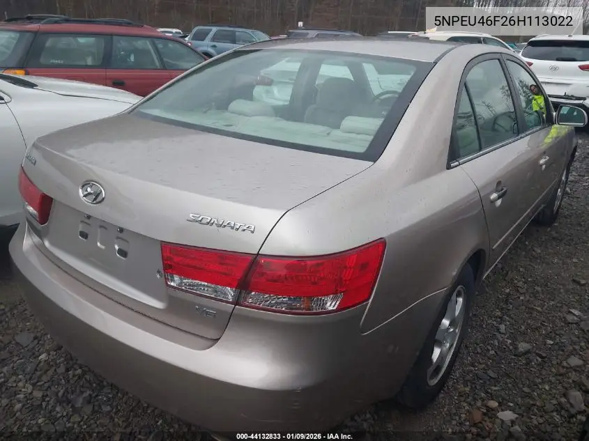 5NPEU46F26H113022 2006 Hyundai Sonata