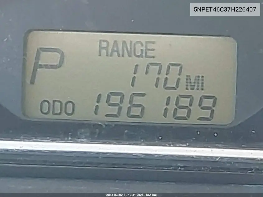 5NPET46C37H226407 2007 Hyundai Sonata Gls