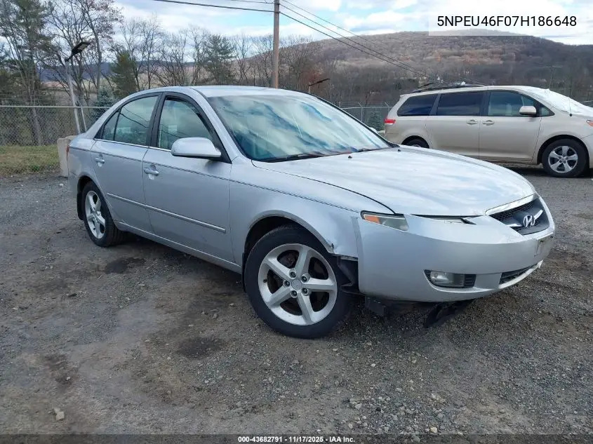 5NPEU46F07H186648 2007 Hyundai Sonata Limited/Se V6