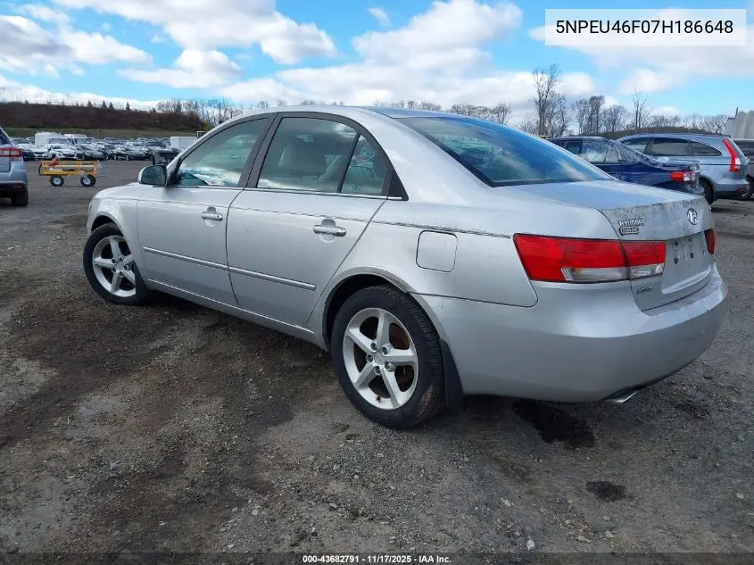 5NPEU46F07H186648 2007 Hyundai Sonata Limited/Se V6