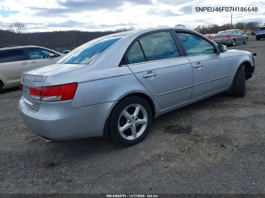 5NPEU46F07H186648 2007 Hyundai Sonata Limited/Se V6