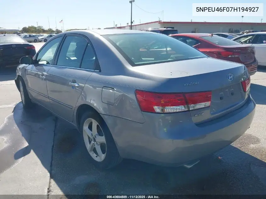 5NPEU46F07H194927 2007 Hyundai Sonata Limited/Se V6